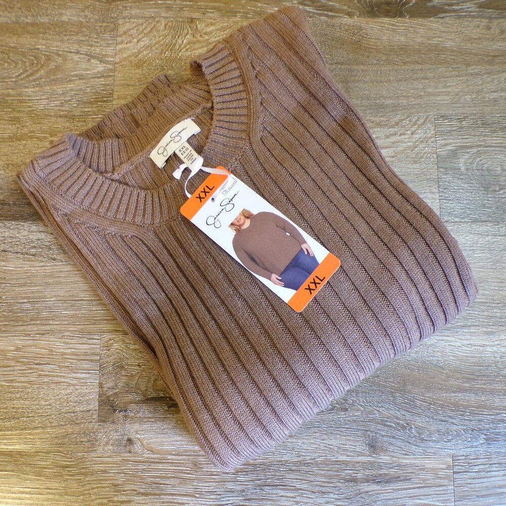Jessica Simpson NWT Women's Brown Ribbed Pullover Sweater Size XXL